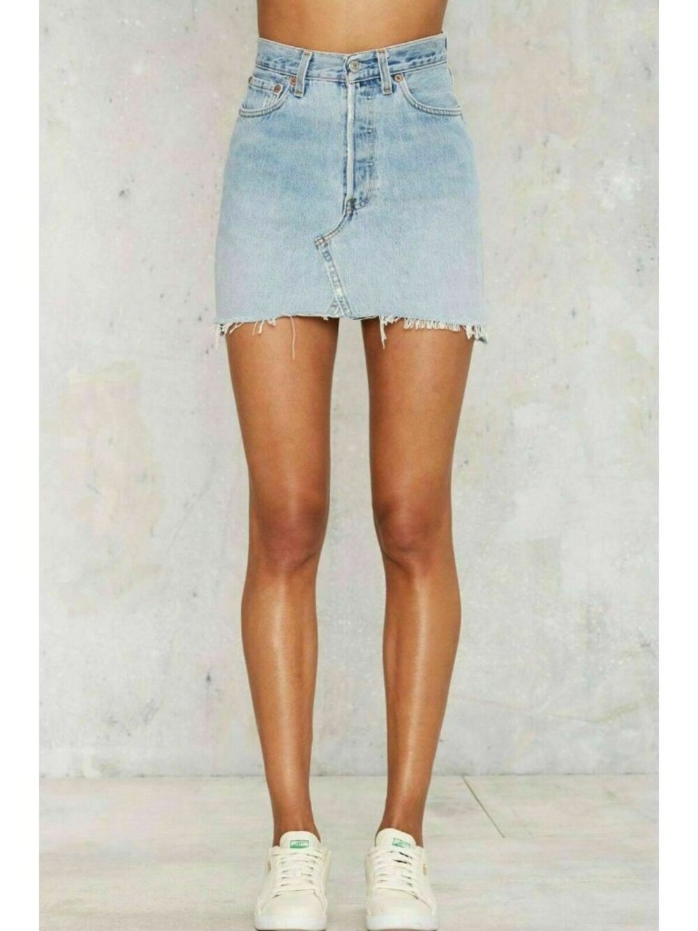 After Party by Nasty Gal Drifter Denim Mini Skirt Raw Hem Size 25 & 29 NWOT - Picture 12 of 16